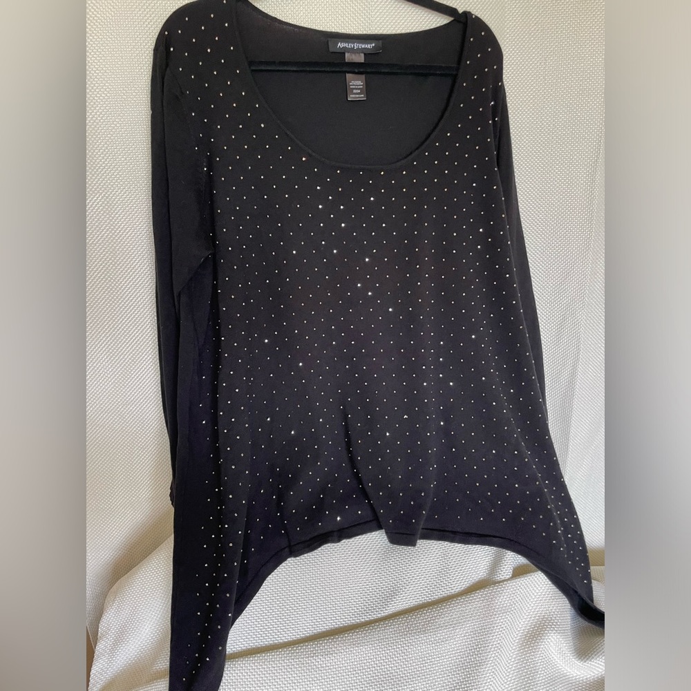 Ashley Stewart black long sleeve Sweater with sparkly rhinestones 22/24